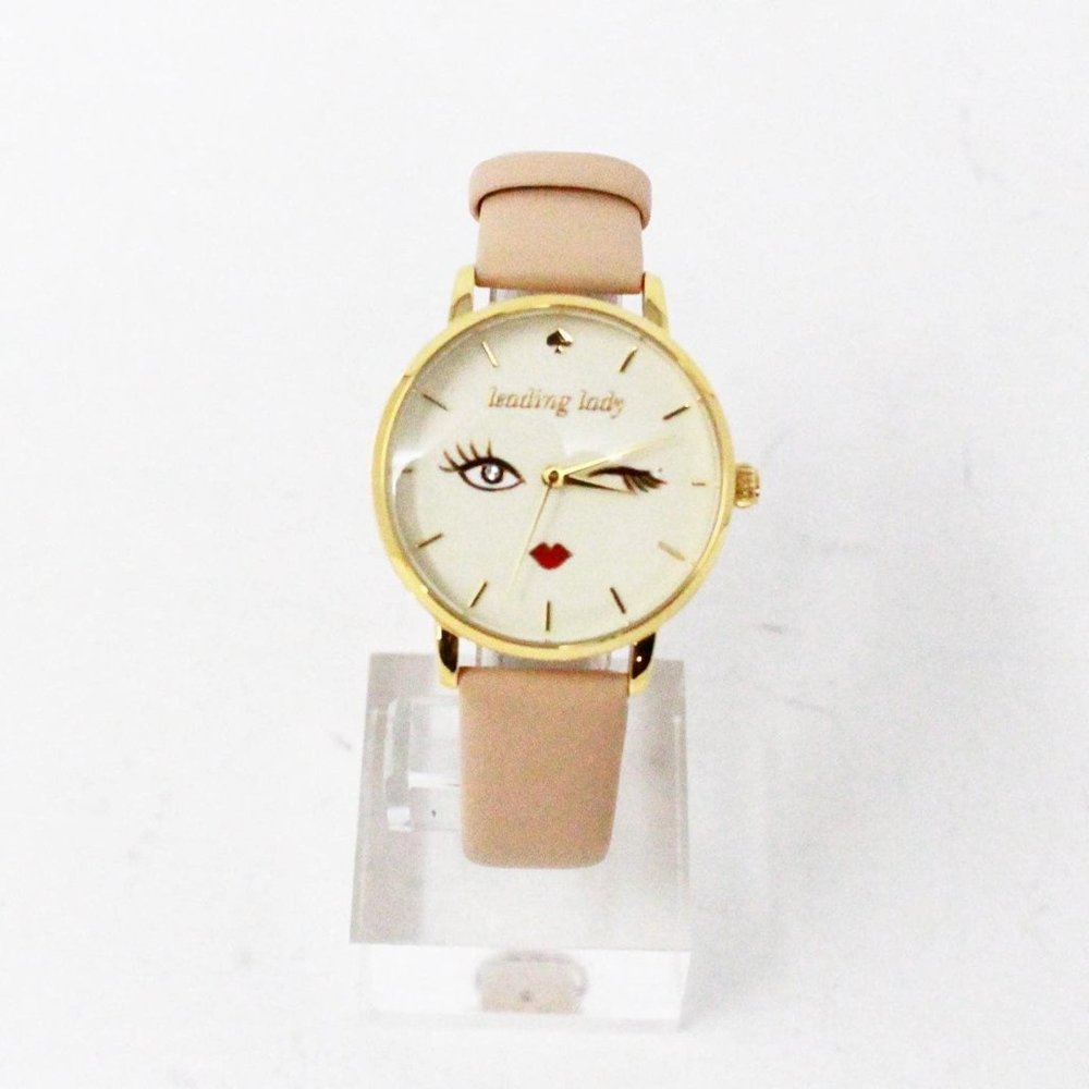 KATE SPADE #37352 Pink Leather Women’s Metro Winking Eye Three Hand Watch